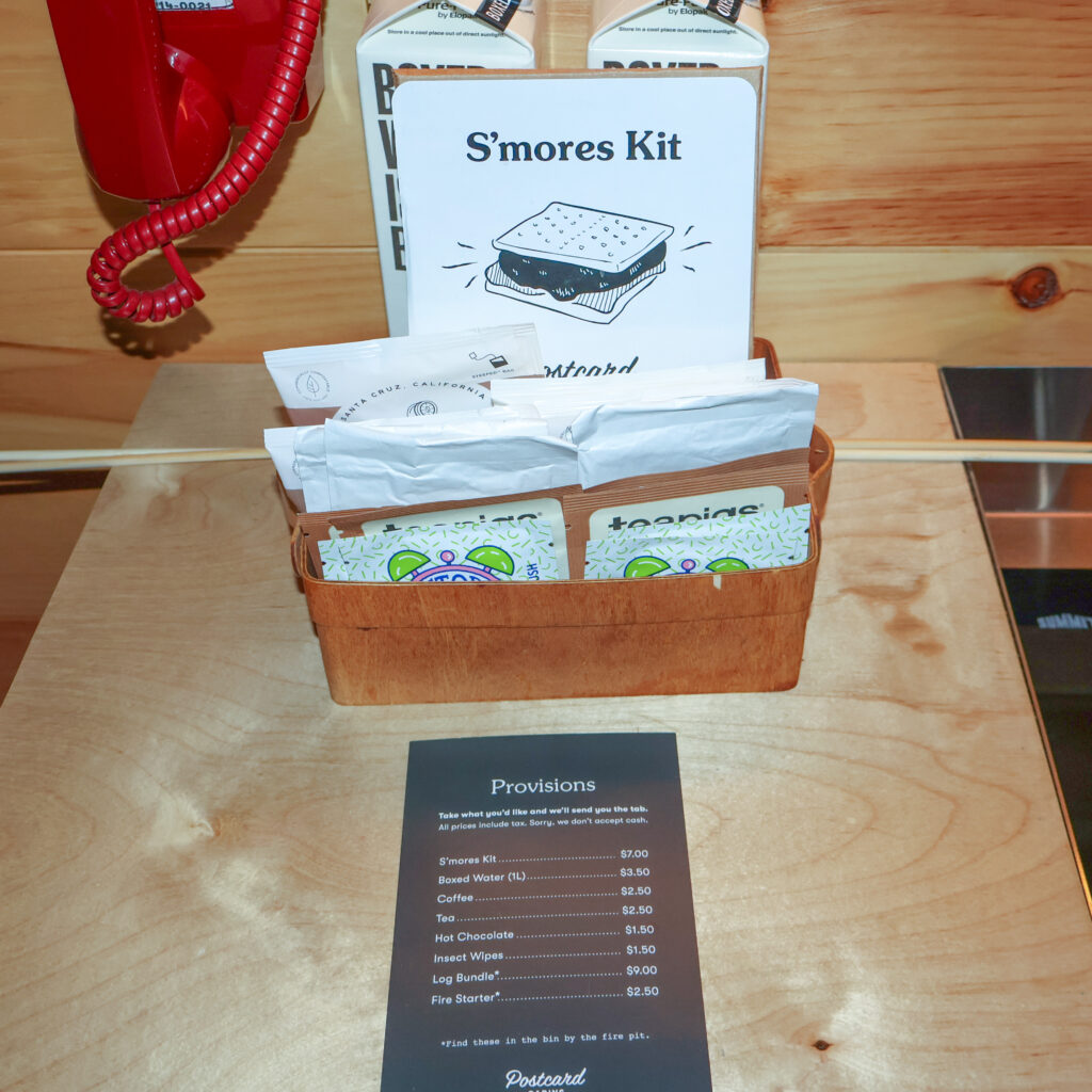 Postcard Cabin Review Provisions basket and prices